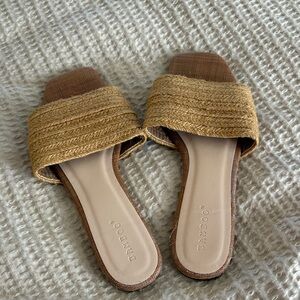 BAMBOO Braided Tan Slide Mules